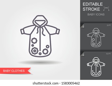 Clothes for a newborn. Line icon with editable stroke with shadow