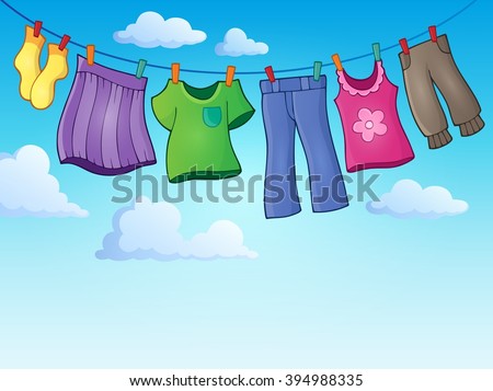 Clothes on clothing line theme image 2 - eps10 vector illustration.