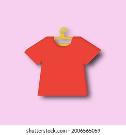 Clothes on hanger 3d Icon. Shop store sale. Design graphic elements, icons, symbols. Vector Illustrations. 