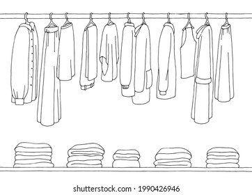 Clothes On Hanger Graphic Black White Stock Vector (Royalty Free ...
