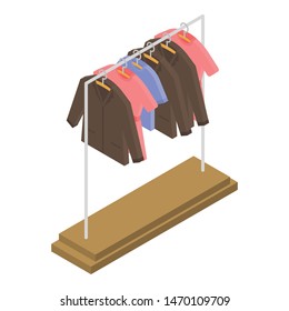 Clothes on hanger icon. Isometric of clothes on hanger vector icon for web design isolated on white background