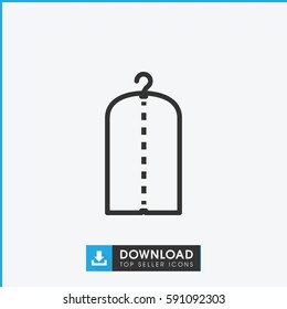 clothes on hanger icon. Simple outline clothes on hanger vector icon. On white background.