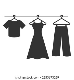 Clothes on a hanger icon. Vector illustration