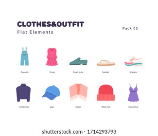 Clothes and Outfit flat style elements