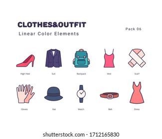 Clothes and Outfit linear color style elements