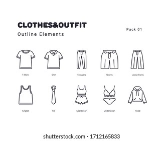 Clothes and Outfit outline style elements