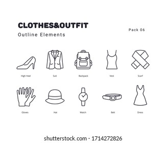 Clothes and Outfit outline style elements