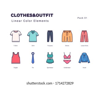 Clothes and Outfit outline style elements