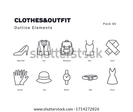 Clothes and Outfit outline style elements
