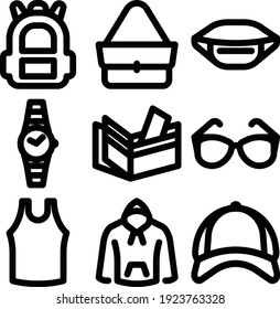men’s clothes outline style icon set or icon pack for web mobile app android ios presentation printing