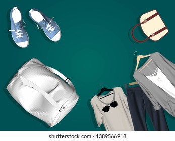 Clothes, pants, bags, jewelry, fashion