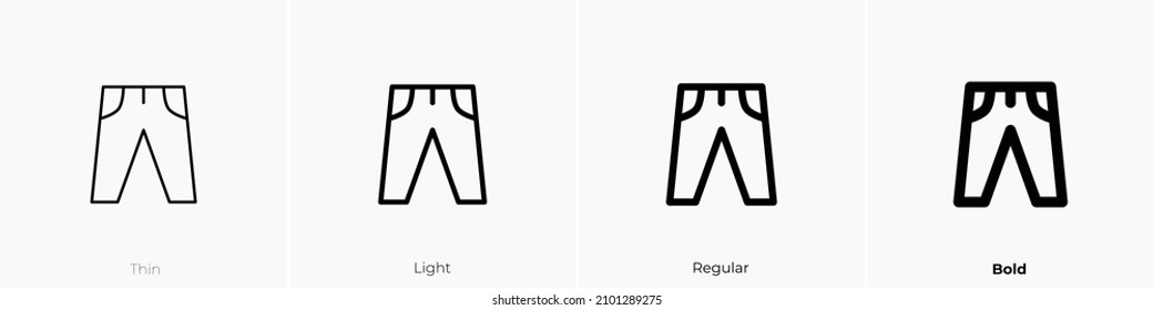 clothes pants icon. Thin, Light Regular And Bold style design isolated on white background