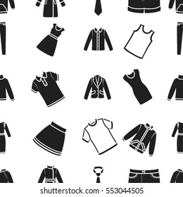 Clothes pattern icons in black style. Big collection of clothes vector symbol stock illustration