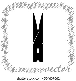 Clothes peg  black  vector icon