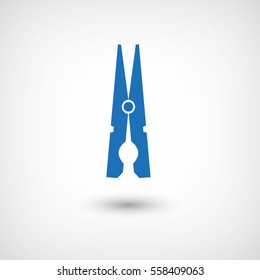 clothes peg  - blue vector icon