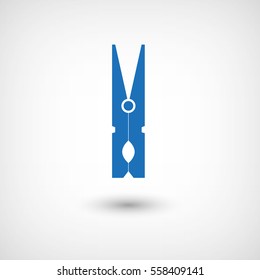 clothes peg  - blue vector icon