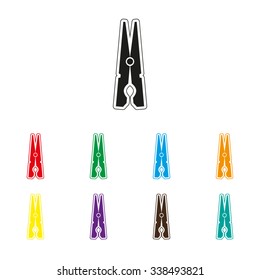 clothes peg - color vector icon