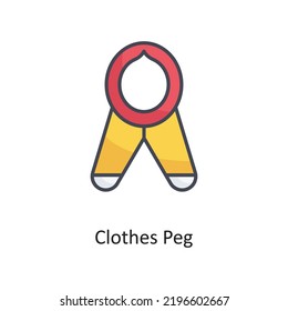 Clothes Peg Filled Outline Vector Icon Design illustration on White background. EPS 10 File