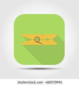 clothes peg flat icon with long shadow, vector illustration