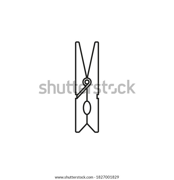 Clothes Peg Icon Clothespin Line Style Stock Vector (Royalty Free