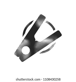 Clothes peg icon in halftone style. Black and white monochrome vector illustration.