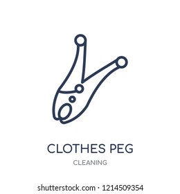Clothes peg icon. Clothes peg linear symbol design from Cleaning collection. Simple outline element vector illustration on white background.