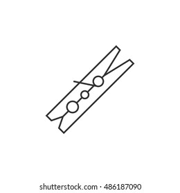 Clothes peg icon in thin outline style. Clothes pin clamp