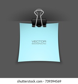 Clothes peg office. Clerical pin for paper background. Office clip with paper sticker. Clerical clerk with paper sheet