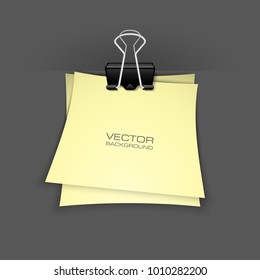 Clothes peg office sticker banner. Clerical pin for paper background. Office clip with paper sticker poster. Clerical clerk with paper sheet sticker