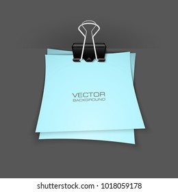 Clothes peg office sticker banner. Clerical pin for paper background. Office clip with paper sticker poster. Clerical clerk with paper sheet sticker