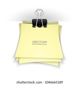Clothes peg office sticker banner. Clerical pin for paper background. Office clip with paper sticker poster. Clerical clerk with paper sheet sticker