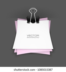 Clothes peg office sticker banner. Clerical pin for paper background. Office clip with paper sticker poster. Clerical clerk with paper sheet sticker