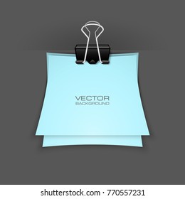 Clothes peg office sticker. Clerical pin for paper background. Office clip with paper sticker. Clerical clerk with paper sheet sticker