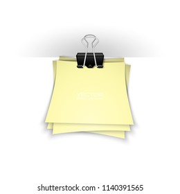 Clothes peg office sticker paper banner. Clerical pin for paper background. Office clip with paper sticker poster. Clerical clerk with paper sheet sticker banner