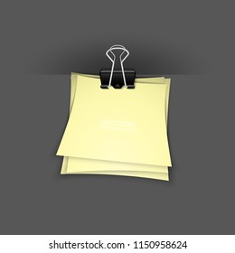 Clothes peg office sticker paper banner. Clerical pin for paper background. Office clip with paper sticker poster. Clerical clerk with paper sheet sticker banner