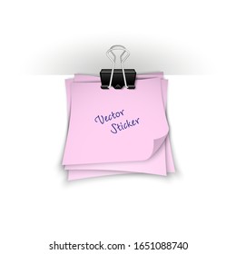 Clothes peg office sticker paper banner. Clerical pin for paper background. Office clip with paper sticker poster. Clerical clerk with paper sheet sticker banner