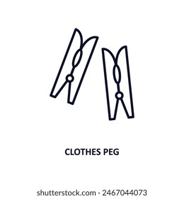 clothes peg outline icon.  Thin line icon from cleaning collection. Editable vector isolated on white background