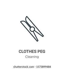 Clothes peg outline vector icon. Thin line black clothes peg icon, flat vector simple element illustration from editable cleaning concept isolated on white background