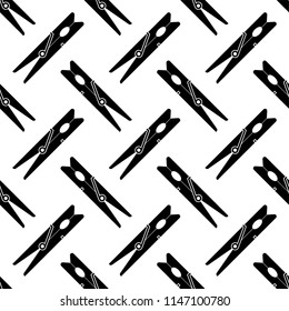 Clothes Peg Seamless Pattern, Clothespin Icon Design Vector Art Illustration