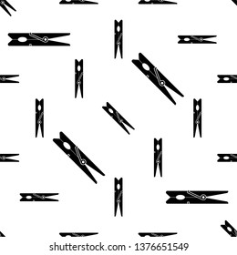Clothes Peg Seamless Pattern, Clothespin Icon Design Vector Art Illustration