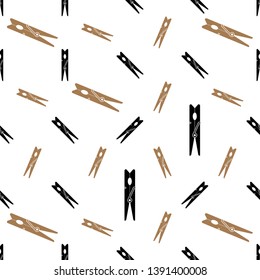Clothes Peg Seamless Pattern, Clothespin Icon Design Vector Art Illustration