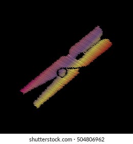 Clothes peg sign. Coloful chalk effect on black backgound.