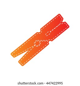 Clothes peg sign. Orange applique isolated.