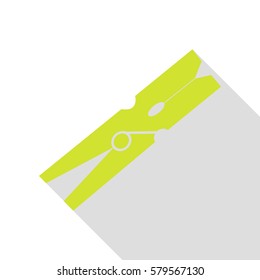 Clothes peg sign. Pear icon with flat style shadow path.
