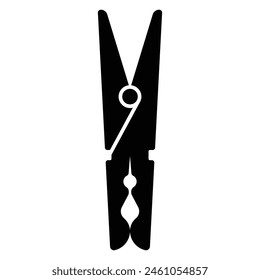 Clothes peg vector icon. Black silhouette. Stick clothes pin icon. Simple illustration of stick clothes pin icon for web design.