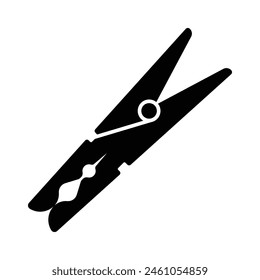 Clothes peg vector icon. Black silhouette. Stick clothes pin icon. Simple illustration of stick clothes pin icon for web design.