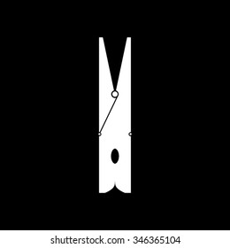 clothes peg vector icon isolated on black