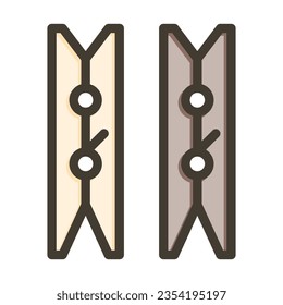 Clothes Peg Vector Thick Line Filled Colors Icon For Personal And Commercial Use.
