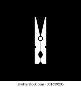 clothes peg - white vector icon