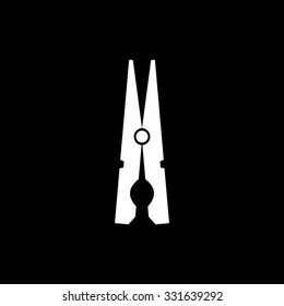 clothes peg - white vector icon